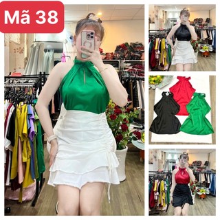 Hình thật - Áo lụa kiểu cổ yếm xếp ly mới ❤️FREESHIP❤️áo thiết kế nhiều màu nhiều size chất lụa nhật mát