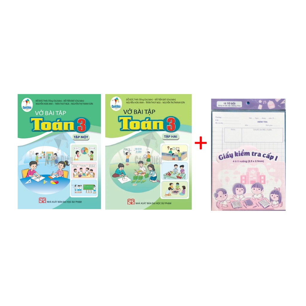 Sách - Combo Vở Bài Tập Toán 3 Tập 1 + 2 ( Cánh Diều ) + tập giấy kiểm tra cấp 1