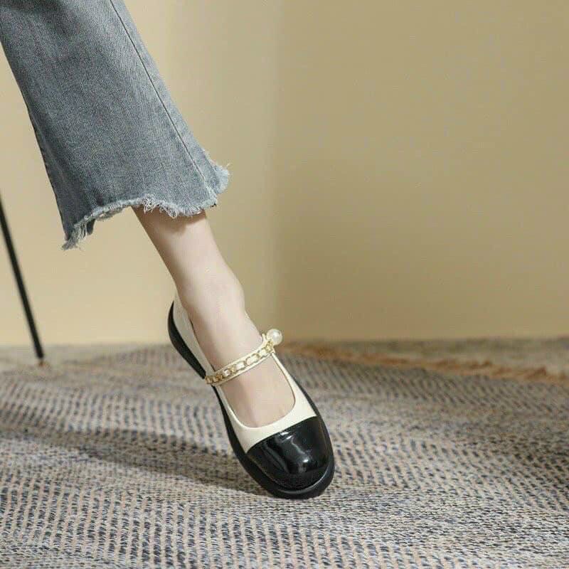 Giày búp bê nữ Quai Xích da mềm Cao Cấp mới 2023