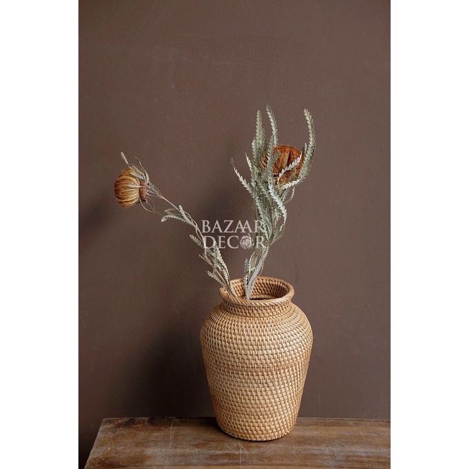 Bó hoa khô Banskia quả tròn mini nhập khẩu Nam Phi 40cm