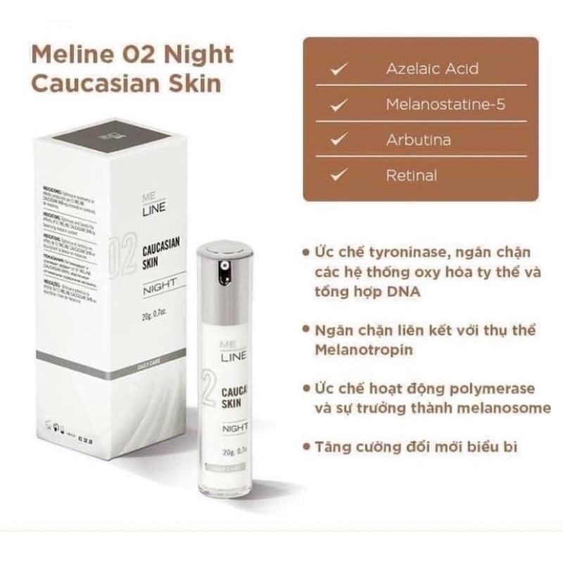 Kem giảm nám, phân giải sắc tố ban đêm Meline 02 Night Caucasian Skin 20gram