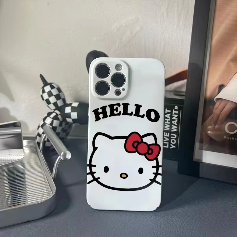 Ốp Điện Thoại Chống Sốc In Hình Hello Kitty Dễ Thương Cho iPhone 14 / 13 / 12 / 11 / X