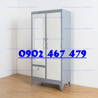 Tủ sắt 2 cánh sơn dầu 1m8x90 - tủ sắt thời trang đựng quần áo
