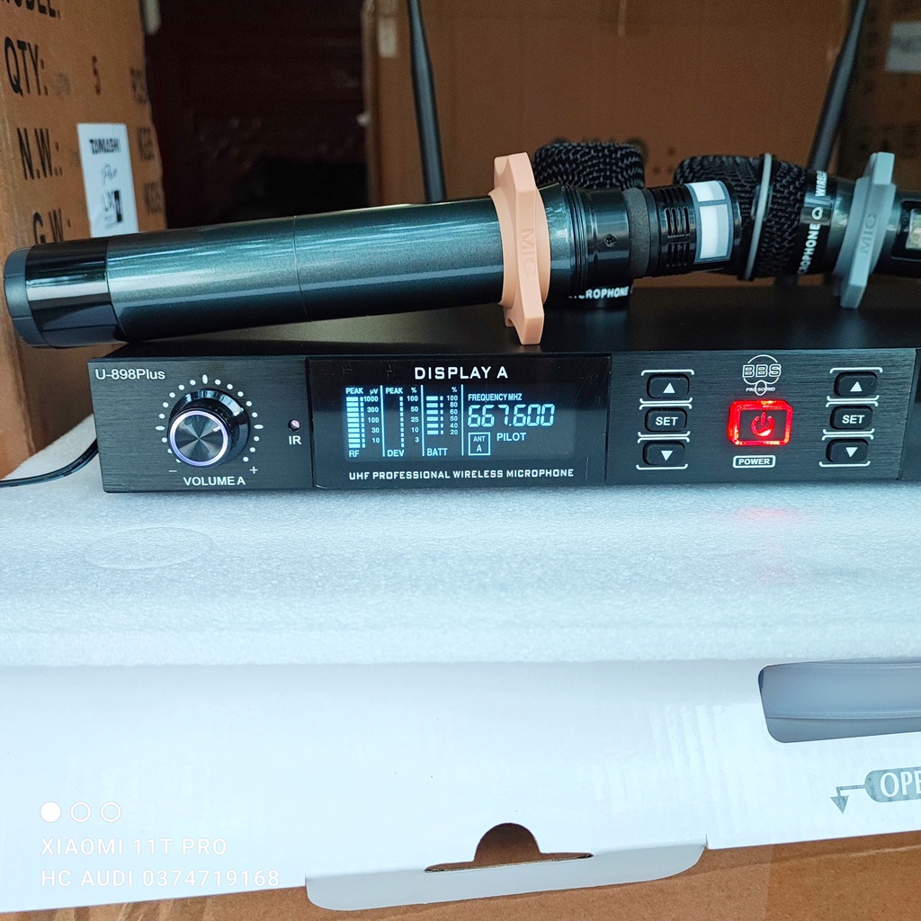 Mic không dây BBS u898 plus micro BBS u 898 plus loại một thông minh cao cấp tự ngắt gia tốc karraoke cực hay 2023