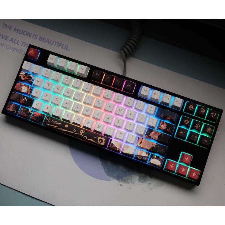 Keycap Hình Anime Trắng Đen Ứng Với 87/108/98 Bàn Phím Cơ