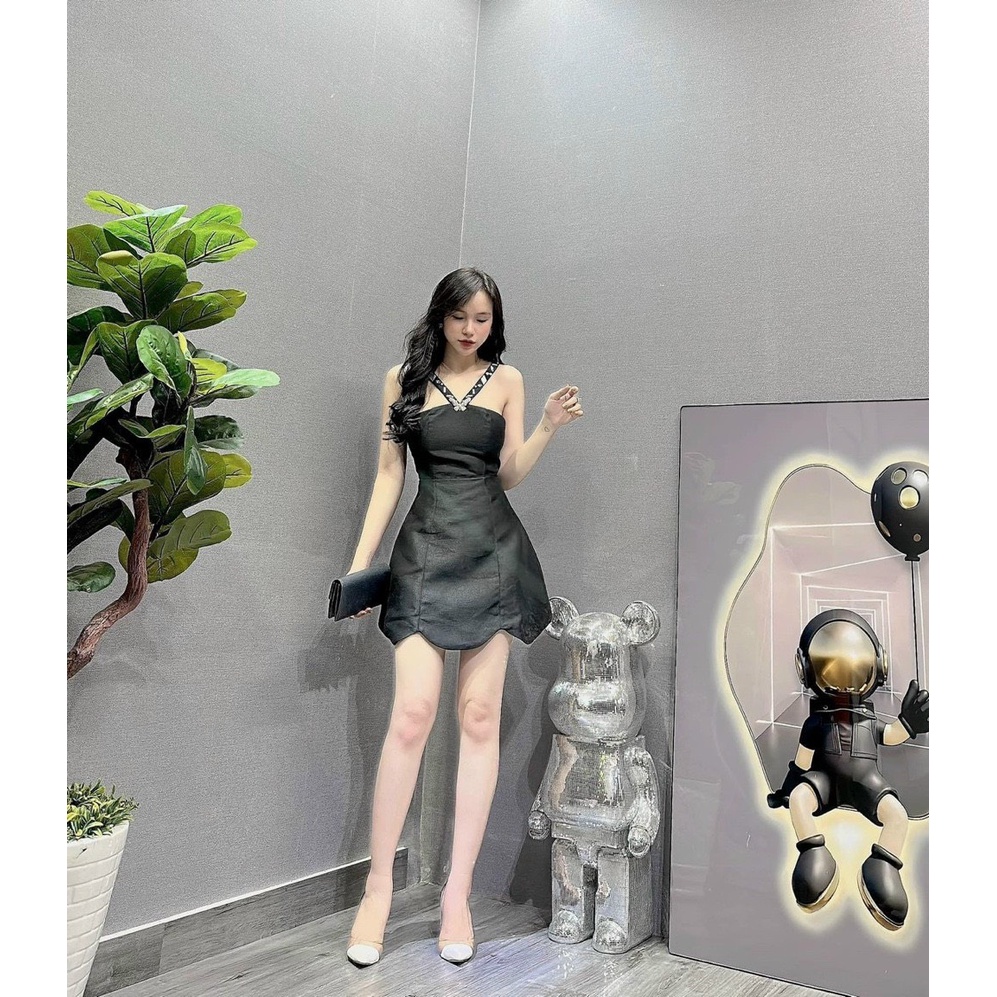 Đầm xòe line sóng dây chéo có mút