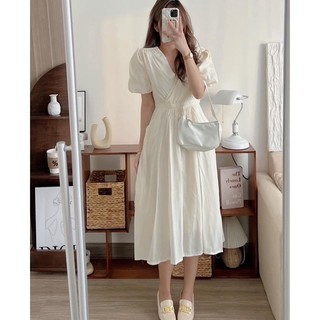Đầm midi cổ V (ảnh thật/ có sẵn)
