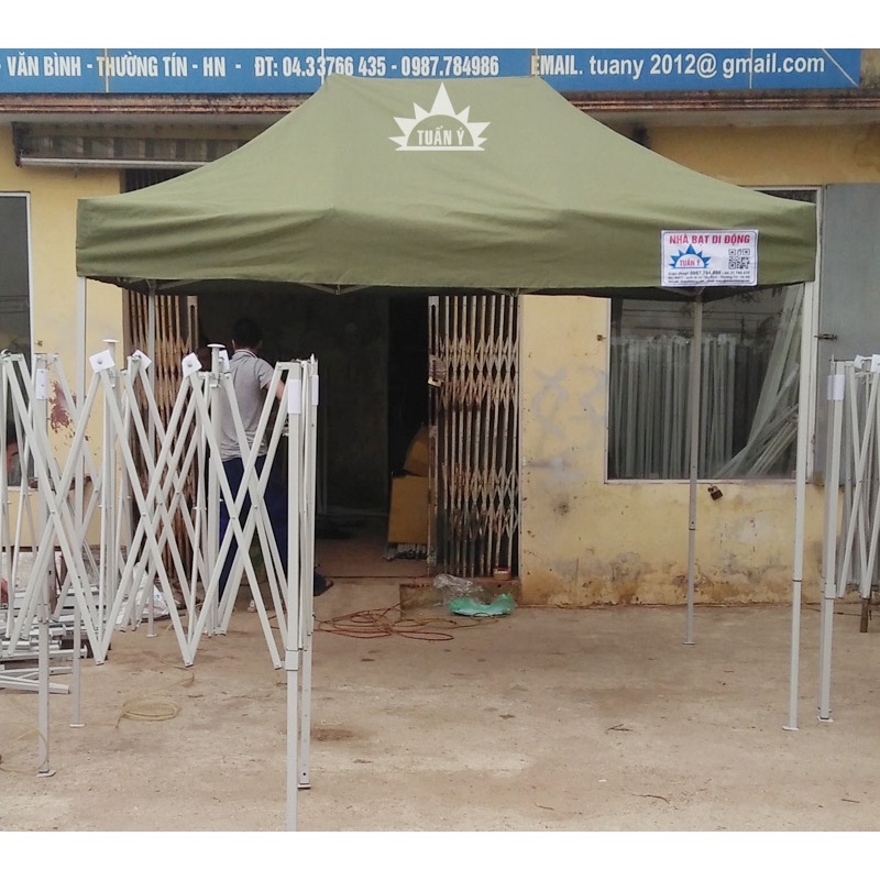 Nhà bạt di động 2mx3m MÀU XANH BỘ ĐỘI, lều bạt bán hàng di động ngoài trời đa năng sản xuất tại Việt Nam