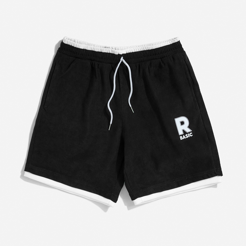 Quần đùi nam ROUGH phối layer chất thun nhám hàn 5 màu cơ bản