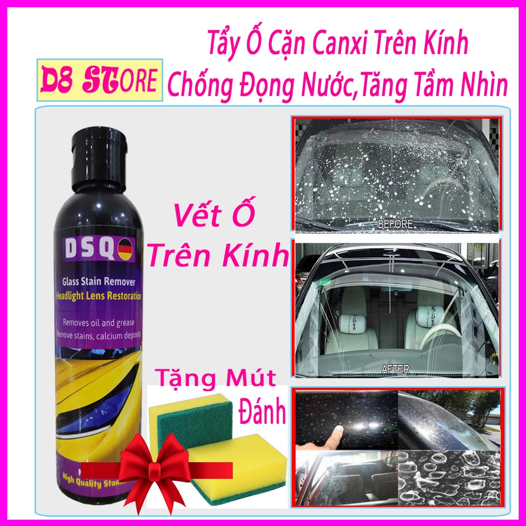 Dung dịch Tẩy Ố Kính Lái, Bề Mặt Sơn - Tẩy Cặn Canxi Kính Ô tô - Làm Sạch Kính Xe Bị Ố Mốc, Mờ Đục Tăng Tầm Nhìn D8 STOR