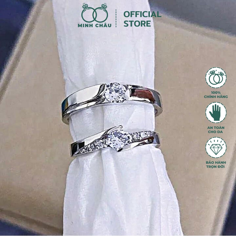 Nhẫn cặp đôi bạc tình nhân Minh Châu, nhẫn bạc nam nữ tình yêu