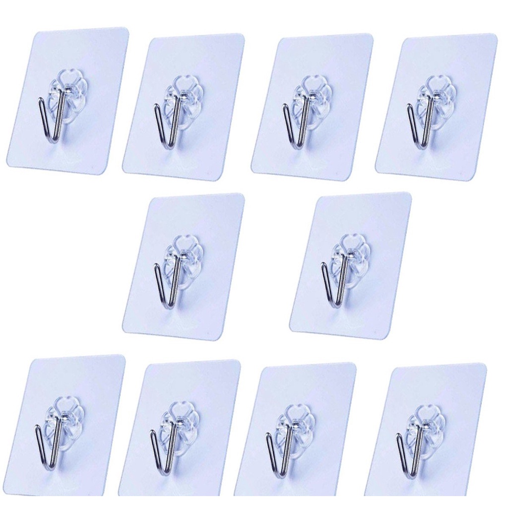 Miếng dán dính tường móc treo đồ siêu dính siêu bền siêu rẻ, móc dán tường trong suốt KHOBUONBAOCHAU