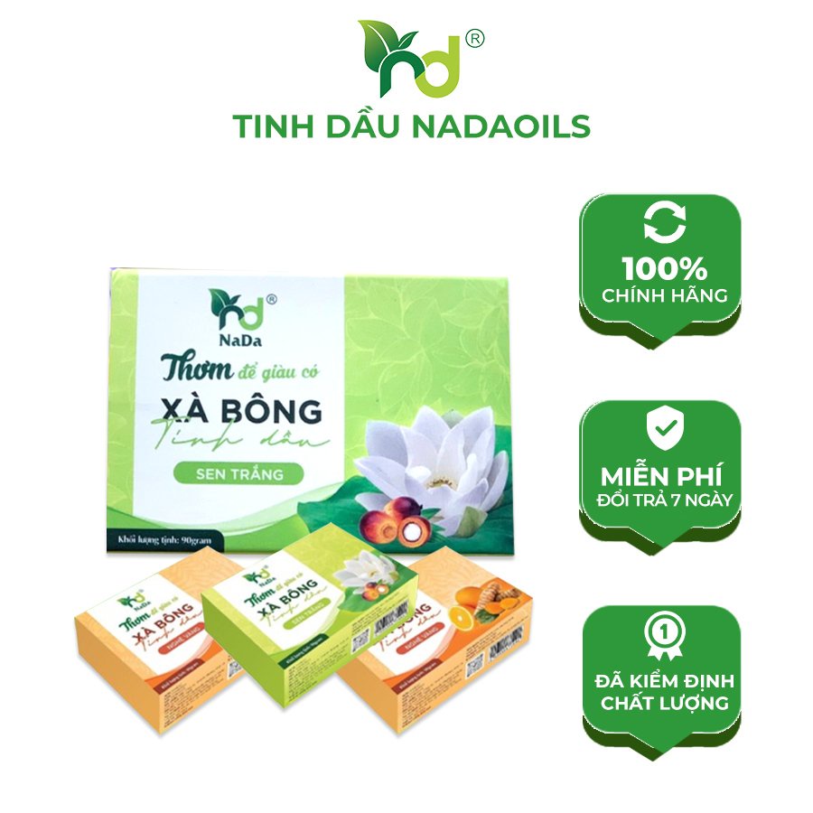 Xà bông tinh dầu NADA OILS handmade từ thiên nhiên, nghệ vàng, sen trắng, thơm và lành tính 90g