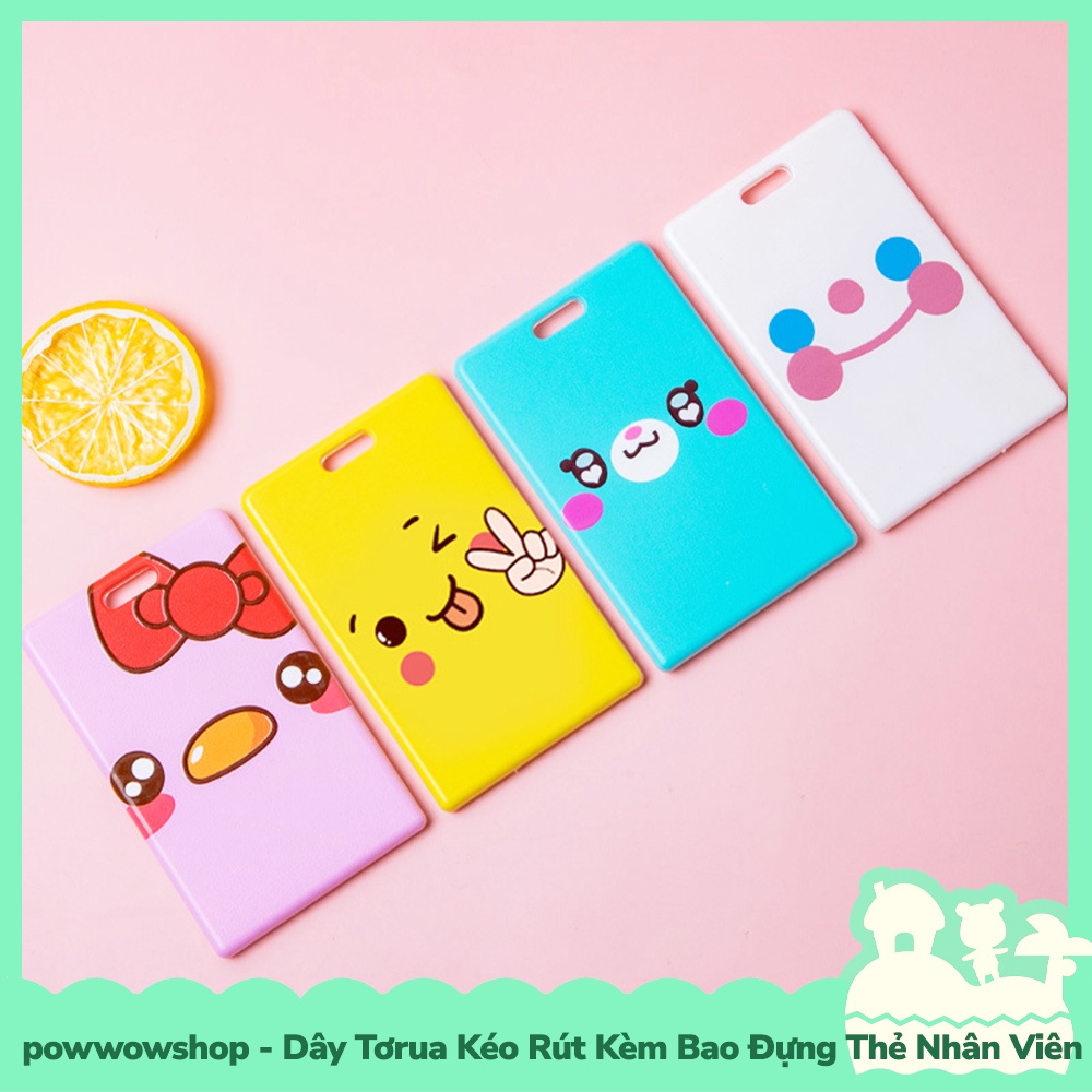 [Sẵn VN - Hỏa Tốc] Dây Tơrua Kéo Rút Kèm Bao Đựng Thẻ Nhân Viên Nhựa PP Phong Cách So Cute Face Đáng Yêu