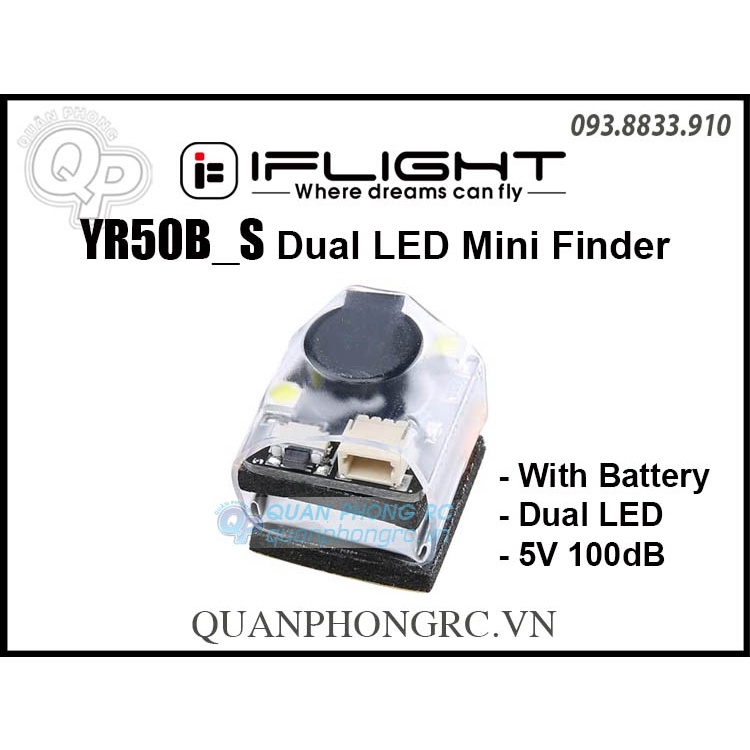 Còi Báo Mất Mini YR50B_S Dual LED Finder 100dB 2 Đèn LED Kèm Pin Cho Quadcopter