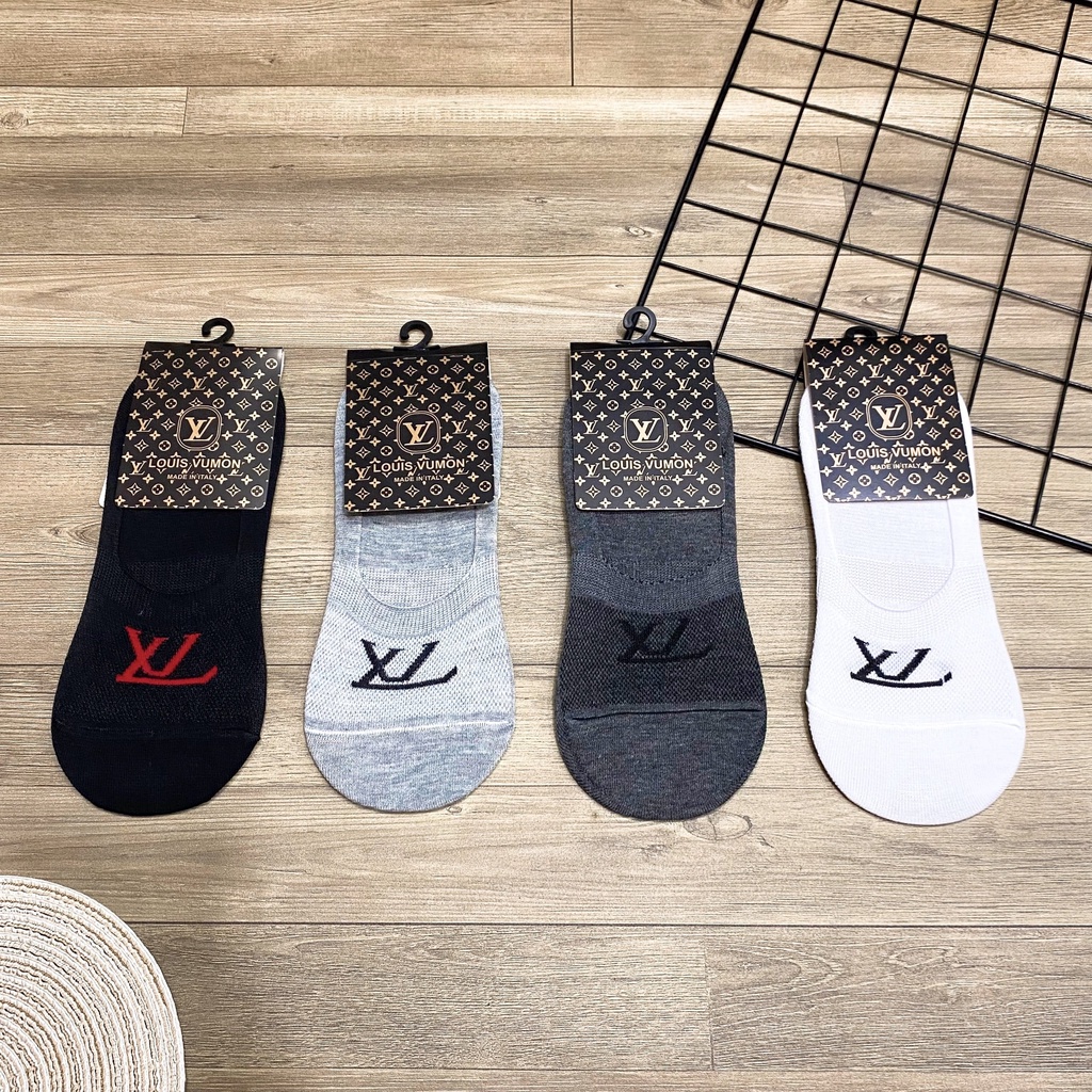 Tất lười nam, tất vô hình, tất nam cố thấp chống trượt phối chữ thời trang - TV17