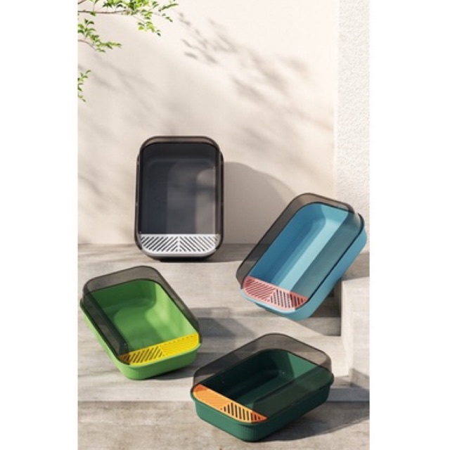 KHAY VỆ SINH/CHẬU VỆ SINH CHO CHÓ, MÈO CỠ VỪA, CỠ LỚN SIZE L CHẬU THÀNH CAO CHỐNG VĂNG CÁT KÈM XẺNG