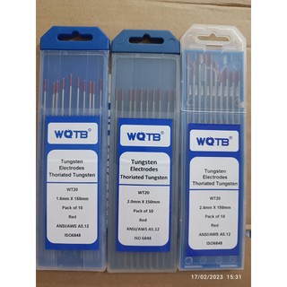 Bộ 10 kim hàn tig inox 1.6, 2.0, 2.4*150mm wotb đầu đỏ