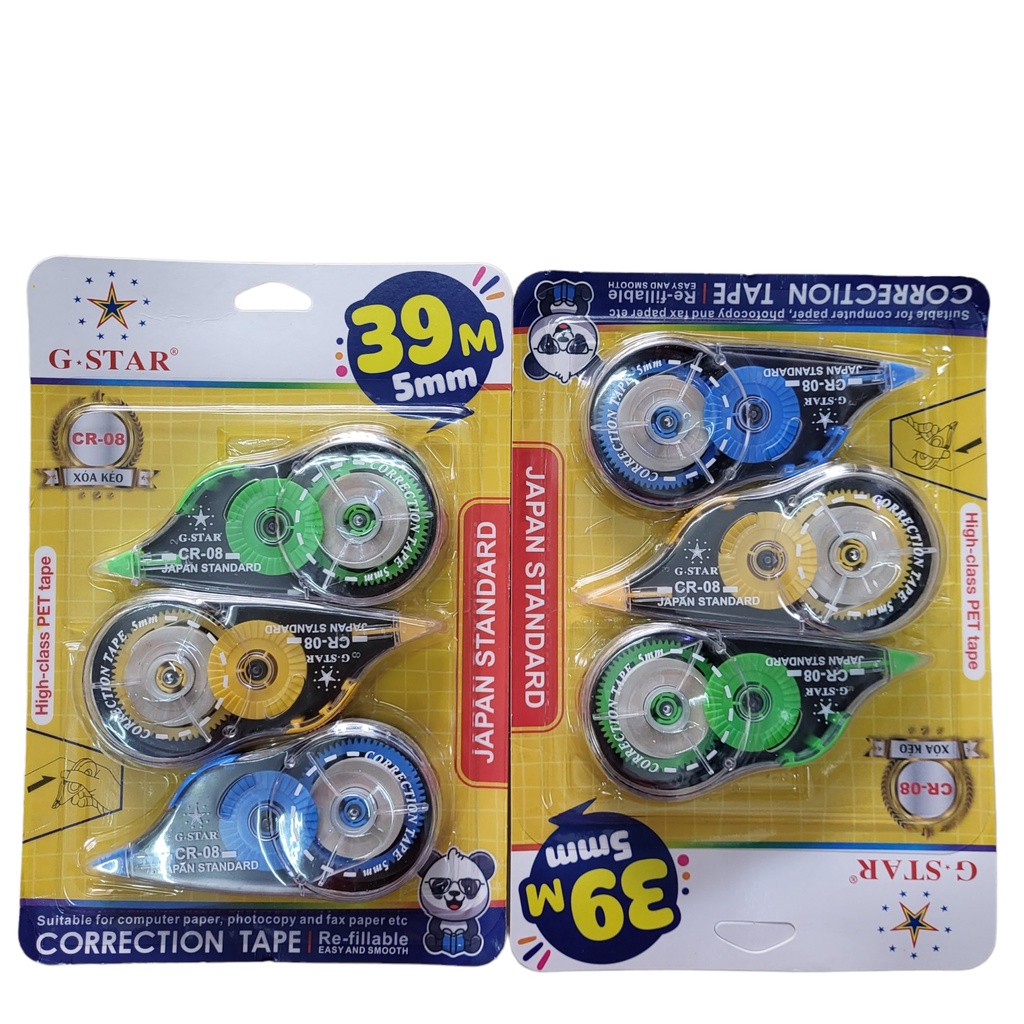 Vỉ 3 bút Xoá Kéo, xóa băng Gstar Cr08 Cao Cấp