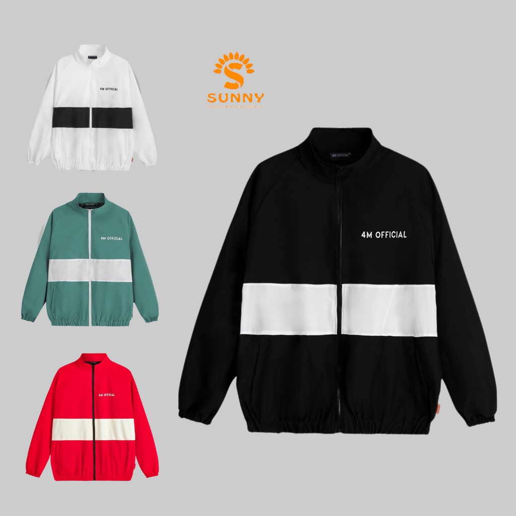 Áo khoác dù nam nữ 4M OFFICIAL, form rộng hai lớp cổ đứng, khóa kéo xịn xò có túi trong chữ in thêu- Sunnyclothing