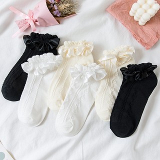 Tất vớ Lolita JK đồng phục học sinh ren đen trắng dễ thương ngắn cosplay phong cách Nhật Bản, Hàn Quốc