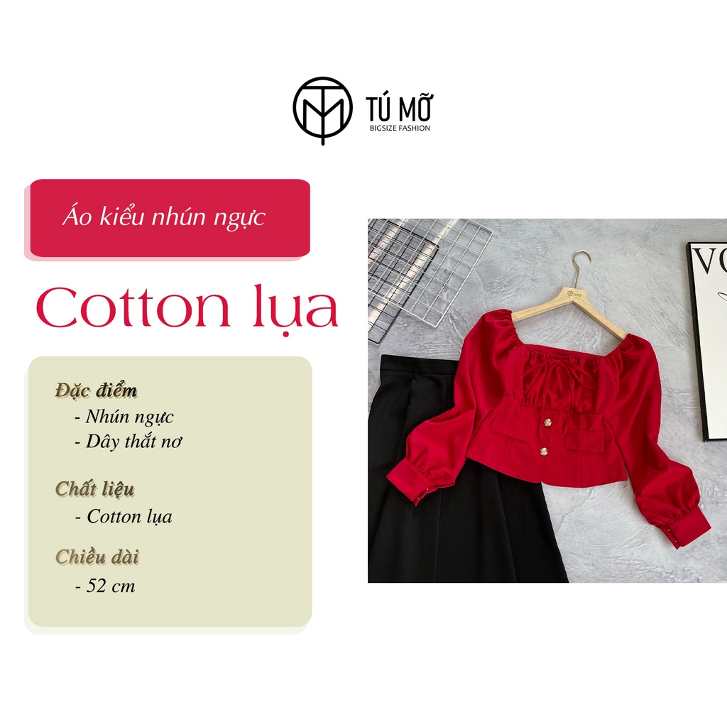 Áo Bigsize Nữ Tú Mỡ Áo Kiểu Bigsize Thiết Kế Kiểu Nhún Ngực Cột Nơ Thích Hợp Đi Chơi Đi Tiệc Đủ Size 50-85 AK0110 | BigBuy360 - bigbuy360.vn