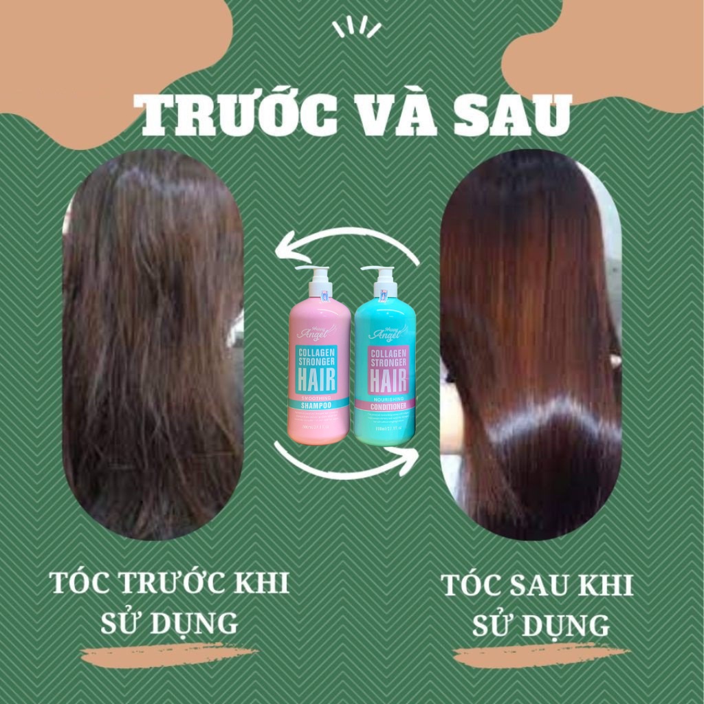Dầu gội phục hồi tóc hư tổn HAPPY ANGEL 800Mlx2, dầu gội dưỡng tóc dành cho tóc khô xơ uốn tẩy nhuộm hương nước hoa