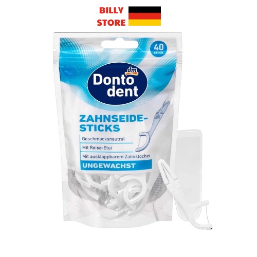 Tăm chỉ nha khoa Dontodent Đức 2 in 1 vệ sinh răng & kẽ răng
