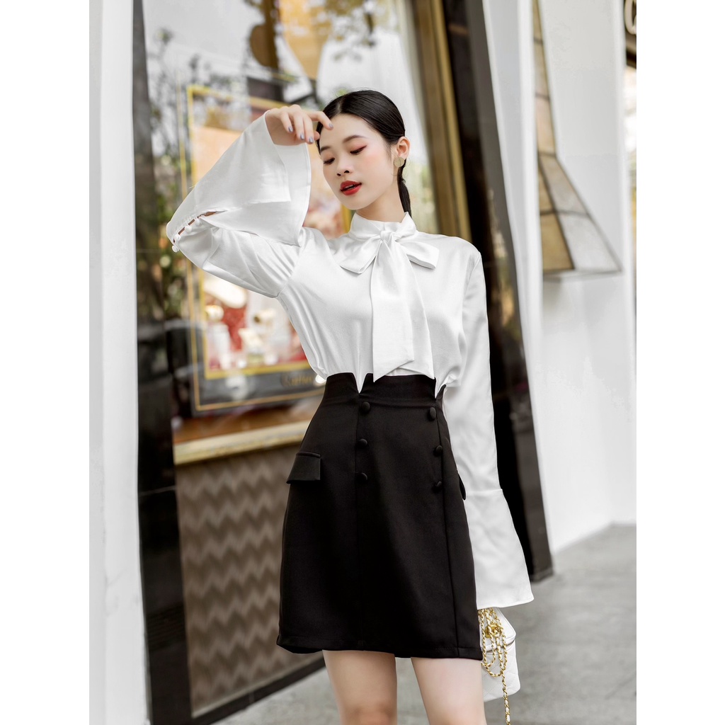 VELLE DESIGN chân váy ngắn công sở Windy chất cotton hàn
