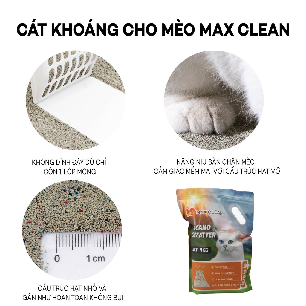 [1 TẢI 4 BỊCH 16KG] Cát Khoáng Cho Mèo, Cát Vệ Sinh Cao Cấp Chuyên Dùng Cho Máy Vệ Sinh, Máy Dọn Phân Mèo