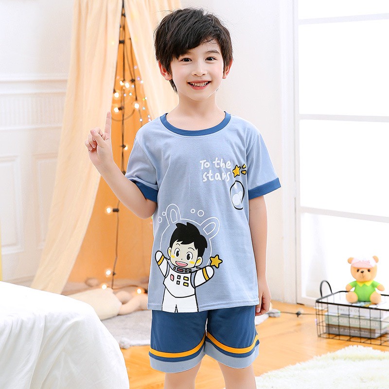 Bộ quần áo trẻ em mùa hè 14-46kg cho cả bé trai và bé gái mẫu Phi hành gia,chất cotton mềm mát, thấm hút mồ hôi