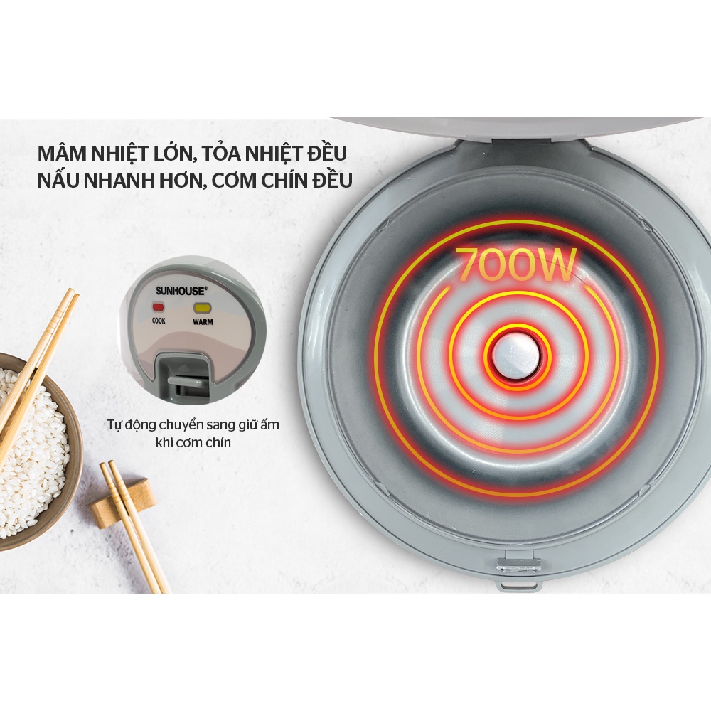 Nồi cơm điện 1.8 lít Chính Hãng Sunhouse SHD8602