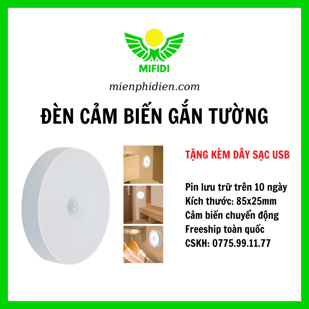 Đèn LED 2 chế độ màu cảm biến thông minh dáng tròn thích hợp cho tủ quần áo/hành lang/cầu thang/phòng ngủ/phòng tắm