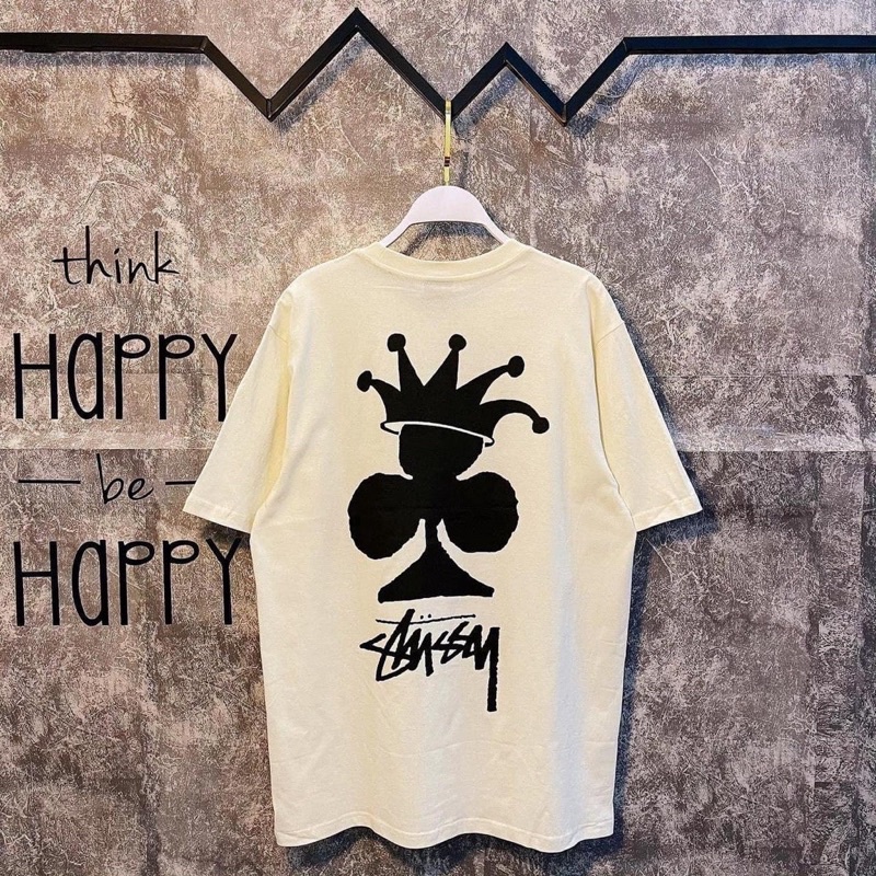 Áo thun Stussy Lá Bài tay lỡ unisex nam nữ cotton form rộng oversize nhiều màu phong cách ulzzang