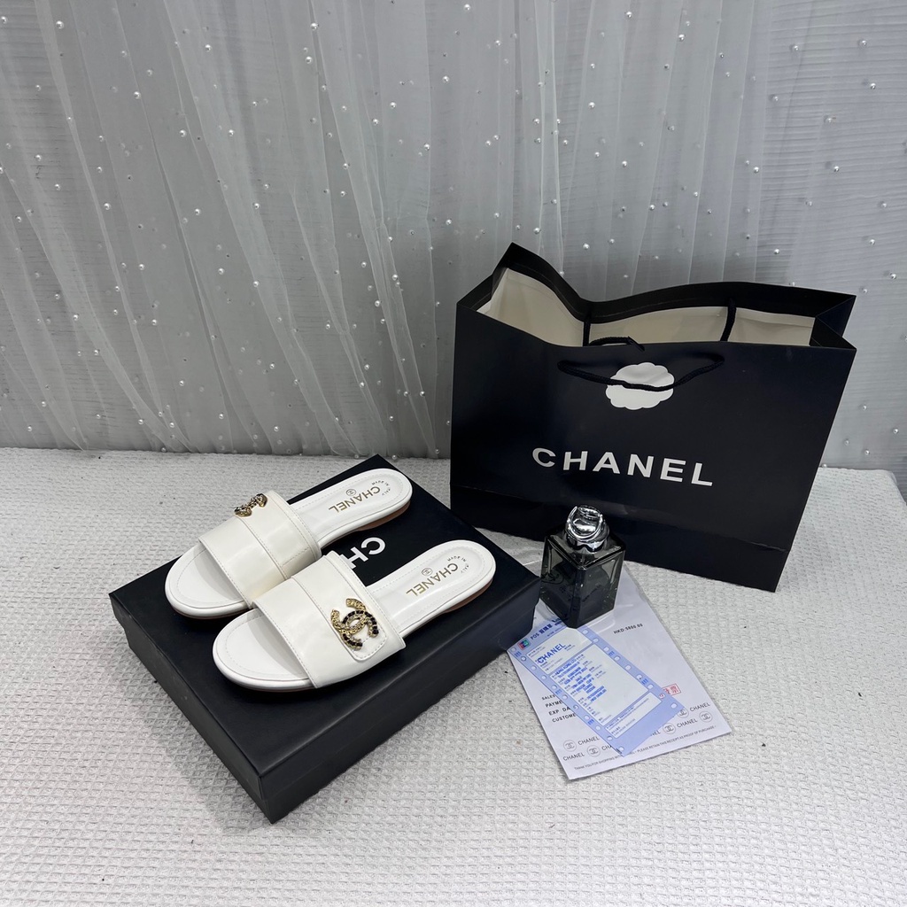 Dép Lê Quai Ngang Hàng Fullbox Màu Đen, Trắng Thời Trang Đế Chống Trơn Trượt Size 35-39