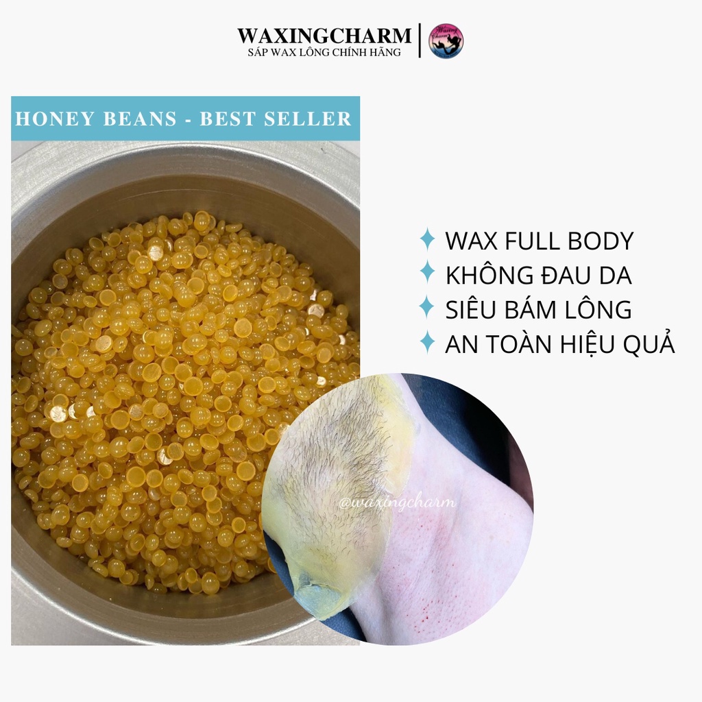 1KG Sáp Wax Lông Nóng Hard Wax Beans Waxingcharm Dành Cho Nách, Body, Bikini Tặng Que Wax