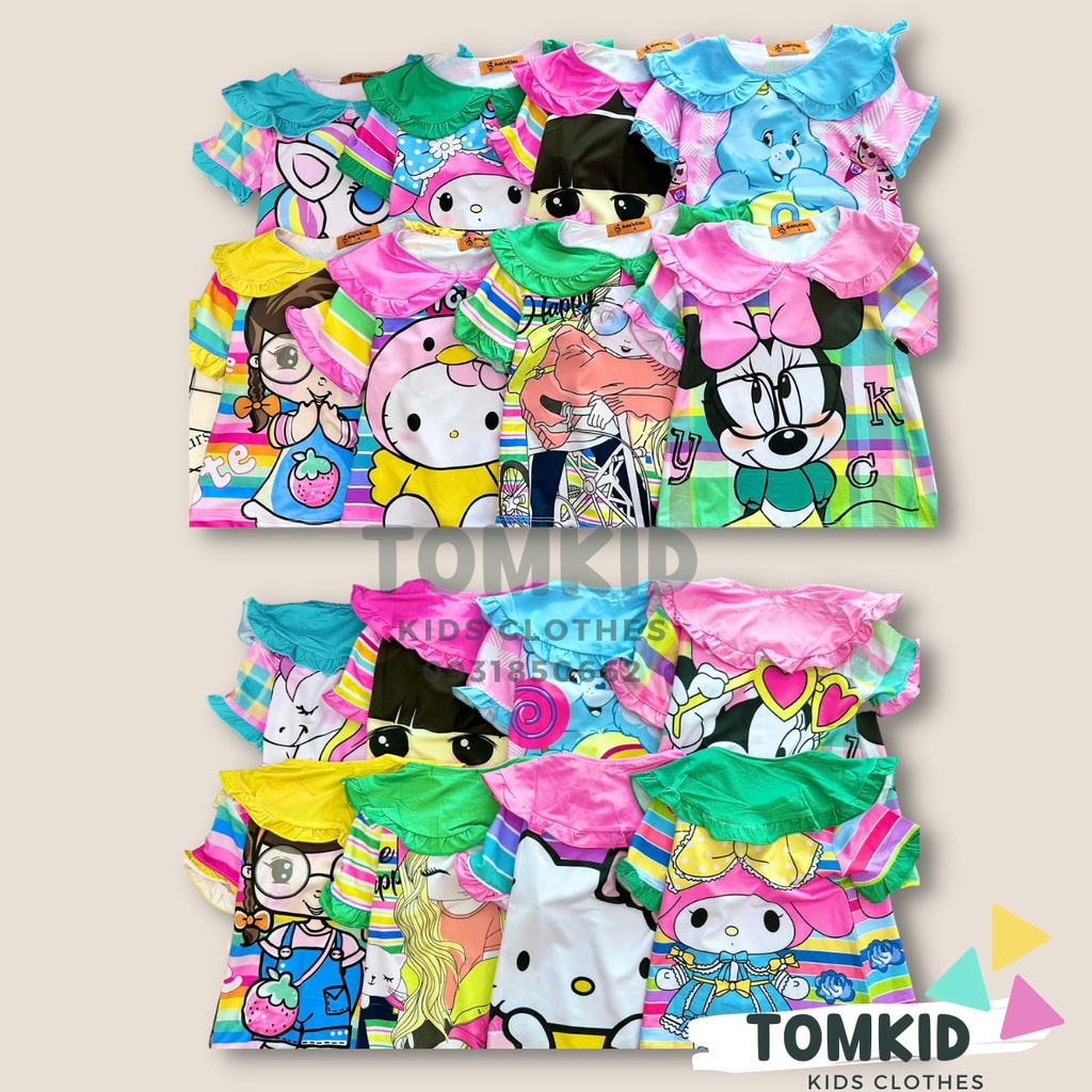 Đồ bộ cho bé gái đồ dài cho bé gái thun lạnh cổ bèo chính phẩm loại 1 co giãn không nhão vải 10-40kg Tomkids