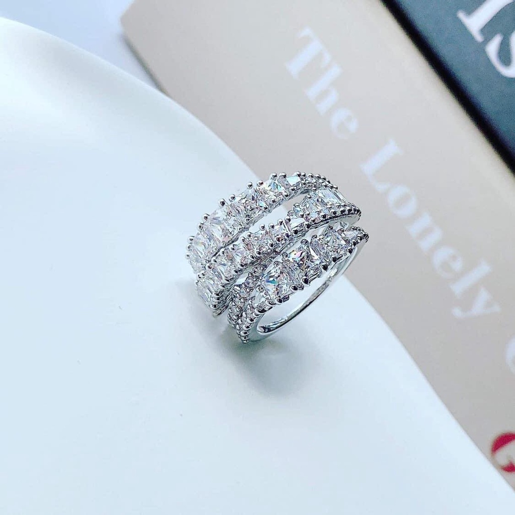 Trang sức swarovski, nhẫn swarovski, nhẫn xoắn 3 màu cao cấp, sang trọng Fullbox_thien_nga_viet_nam
