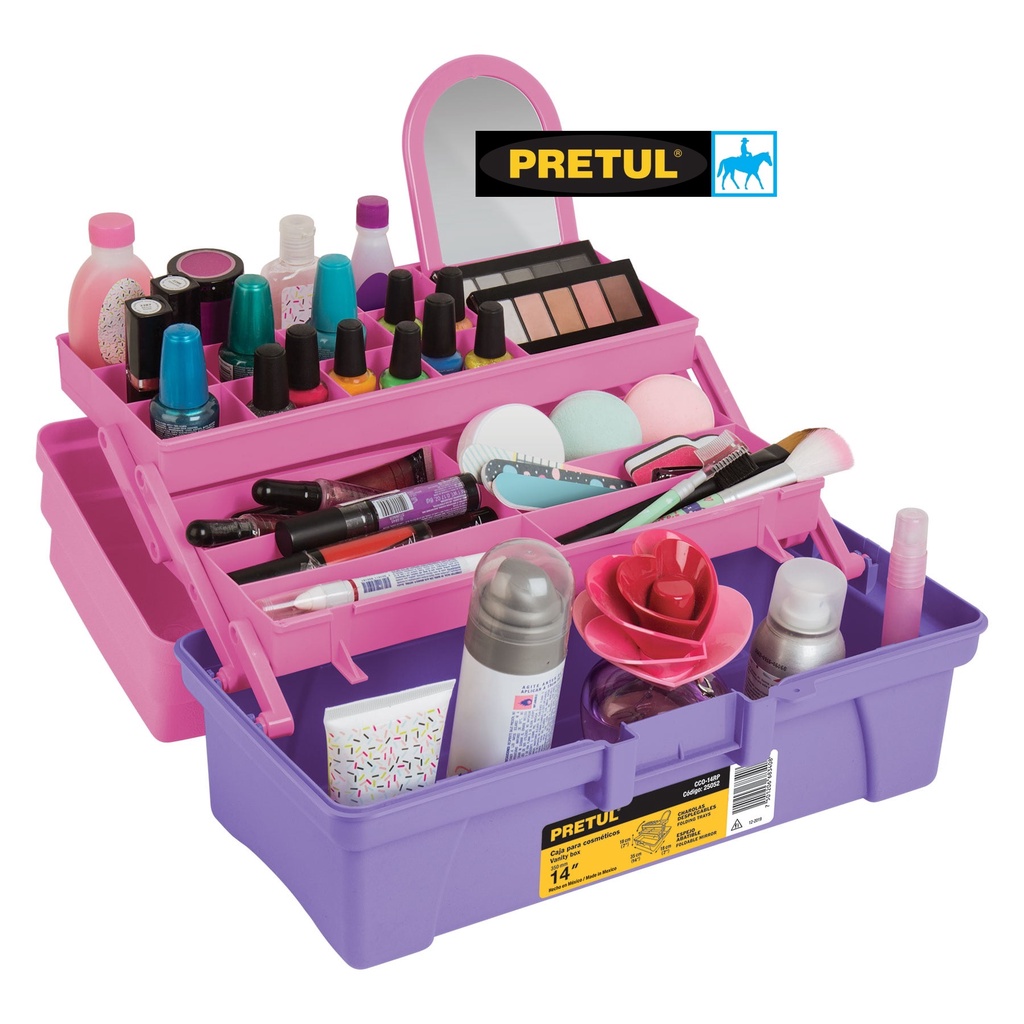 Hộp đựng mỹ phẩm Hộp đựng trang sức 3 tầng 14inch Cosmetic box Pretul CCO-14RP 25052 Made in Mexico 