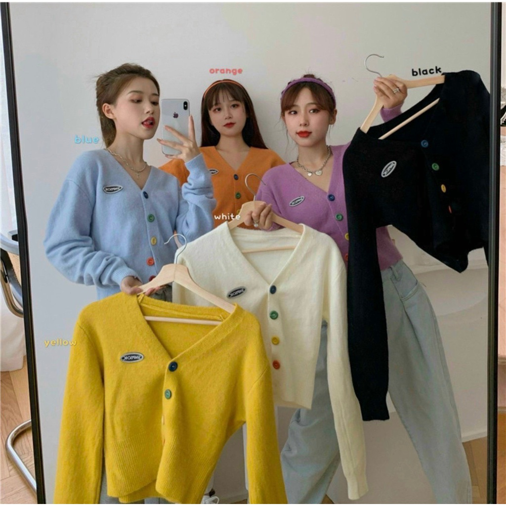 ÁO KHOÁC CARDIGAN THUN GÂN ĐỦ MÀU PHỐI NÚT XINH ĐẸP