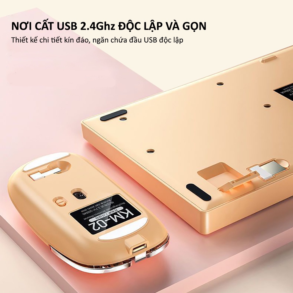 Combo bàn phím chuột không dây mini SIDOTECH KM02 82 keys nhỏ gọn màu sắc trắng đen xanh cho máy tính laptop văn phòng