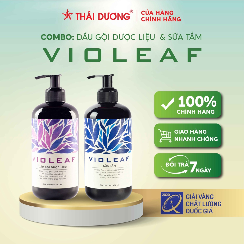 Bộ dầu gội &amp; sữa tắm thảo dược Violeaf 480ml - Sao Thái Dương