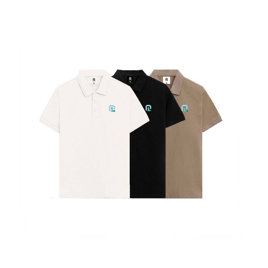 Áo Polo thêu Logo xanh Quang Linh - 100% Cotton Cá Sấu.