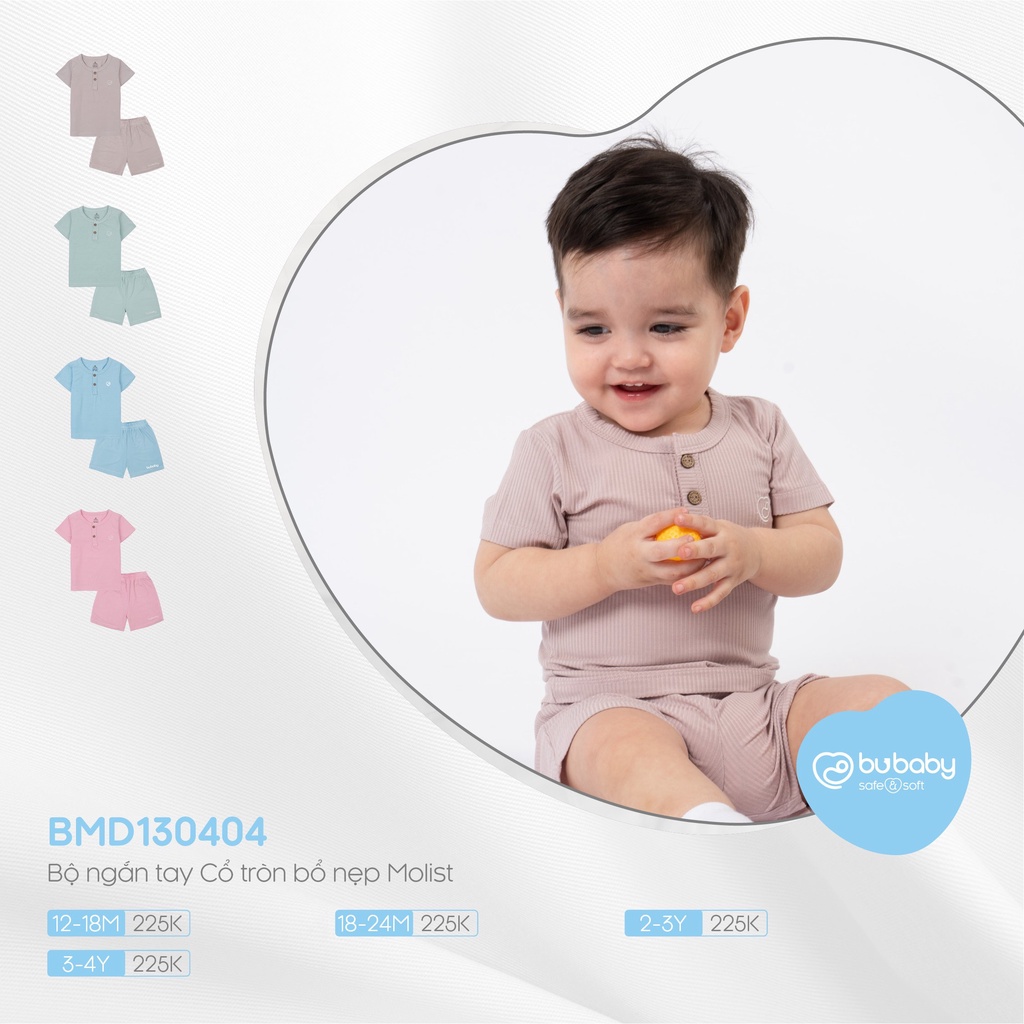 Bu baby - Bộ ngắn tay cổ tròn bổ nẹp Molist BMD130404