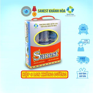 Nước Yến Sào Sanest Không Đường - Lon Hộp 6 lon x190ml