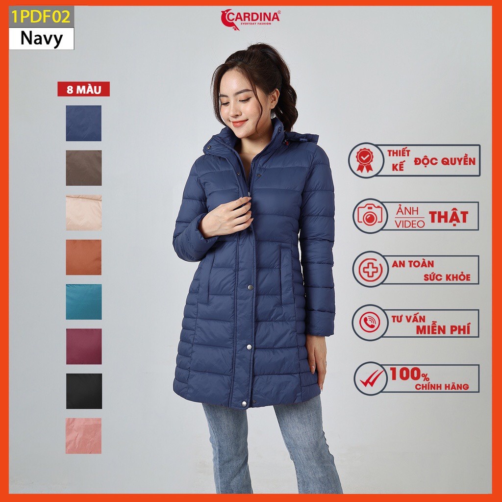 Áo phao nữ CARDINA cao cấp dáng dài siêu nhẹ, thiết kế sang trọng, màu sắc trendy mang đến cảm giác cho mùa đông ấm áp