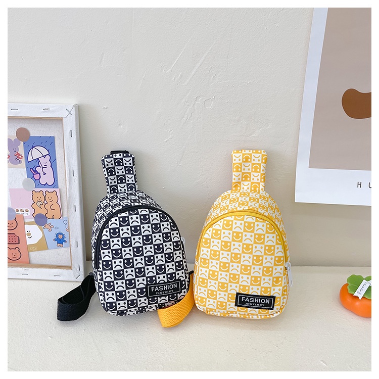 Túi đeo chéo trẻ em, túi in hình caro cho bé trai và bé gái