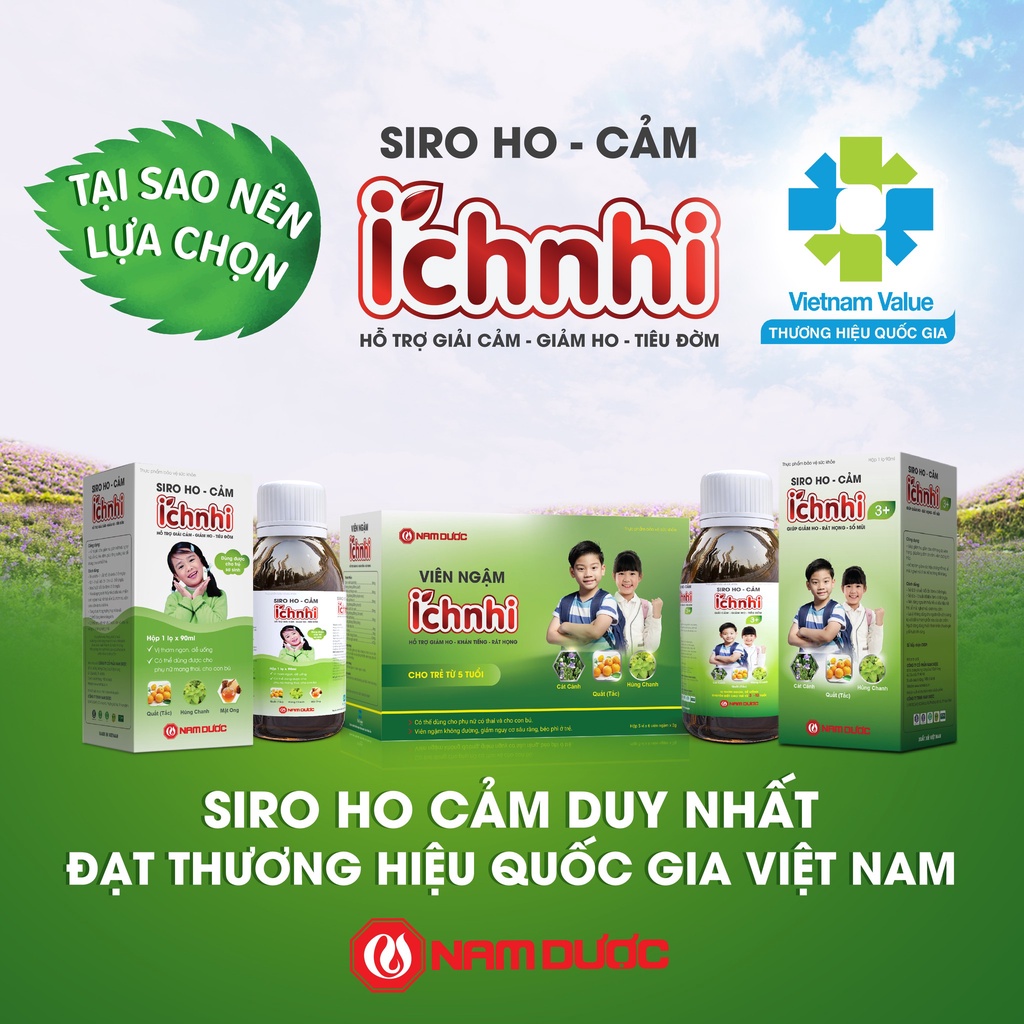 Siro ho cảm Ích Nhi 3+ chai 90ml hỗ trợ giải cảm, giảm ho, tiêu đờm, giảm sổ mũi, phòng cảm lạnh cho bé trên 3 tuổi