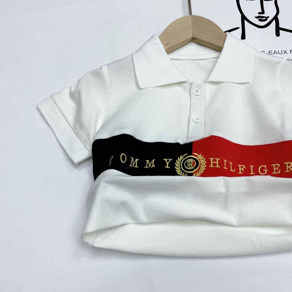 Áo cộc tay cho bé trai Áo polo họa tiết thêu nổi hàng QCCC  cho bé từ 10-25kg