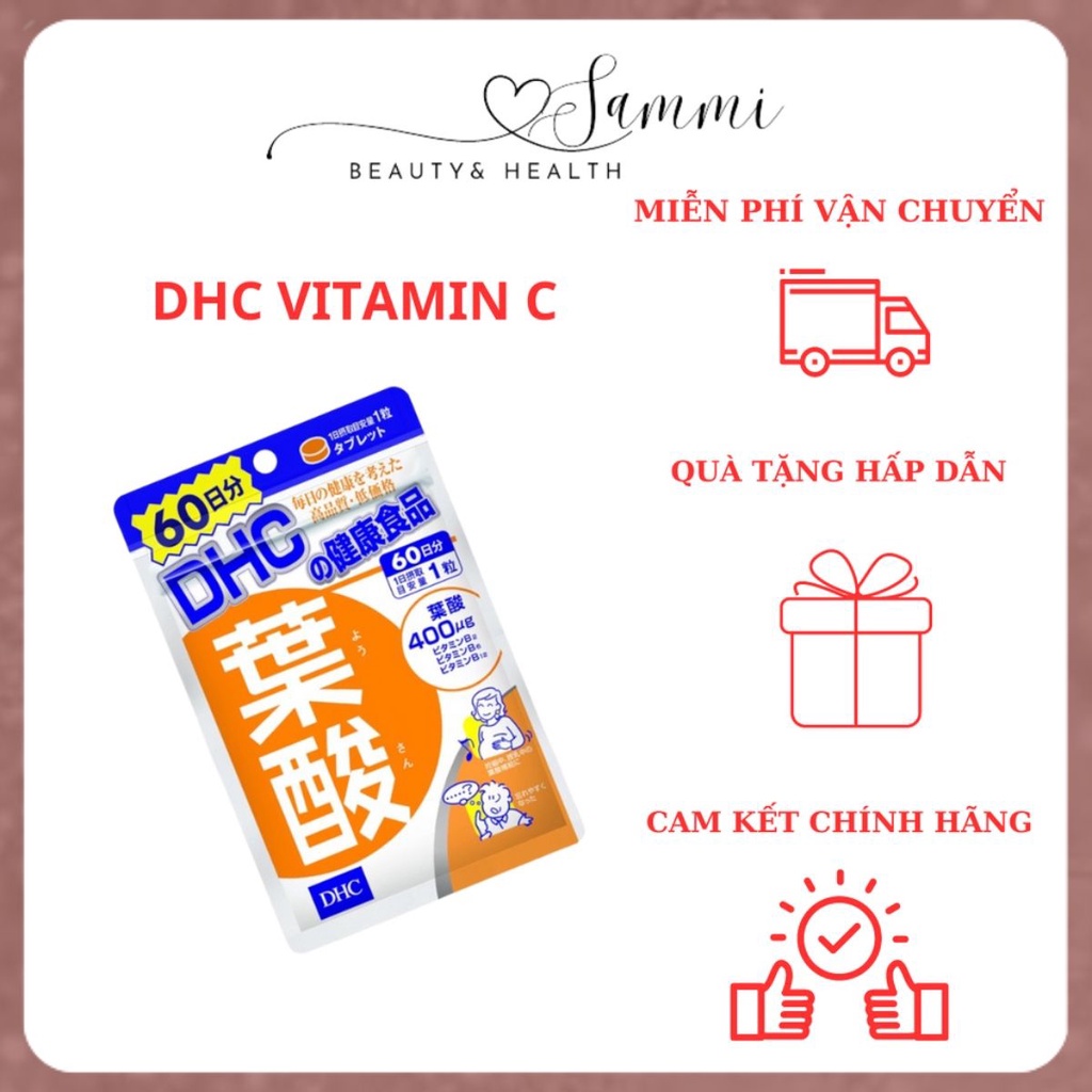 Viên uống Acid Folic DHC bổ sung vitamin cho mẹ bầu gói 60 viên (60 ngày)